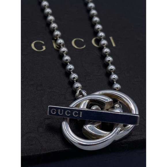 Authentic Gucci Authentic GG Interlocking Sterling Sliver Pendant Necklace 16" - Picture 5 of 7